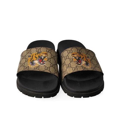 tiger head tiger print gucci belt|Gucci tiger head slides.